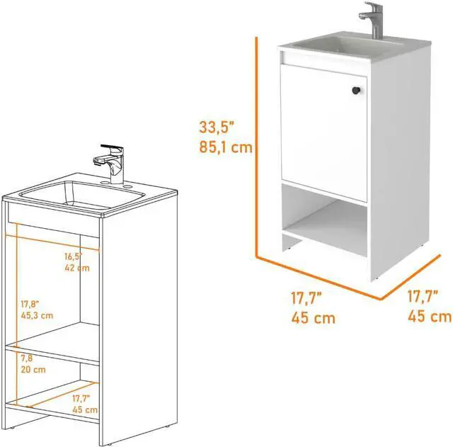 Alt view image 6 of 6 - Chariot Free Standing Vanity Cabinet, One Open shelf