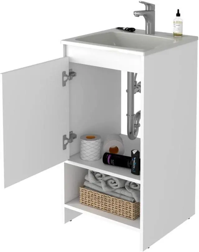 Alt view image 5 of 6 - Chariot Free Standing Vanity Cabinet, One Open shelf