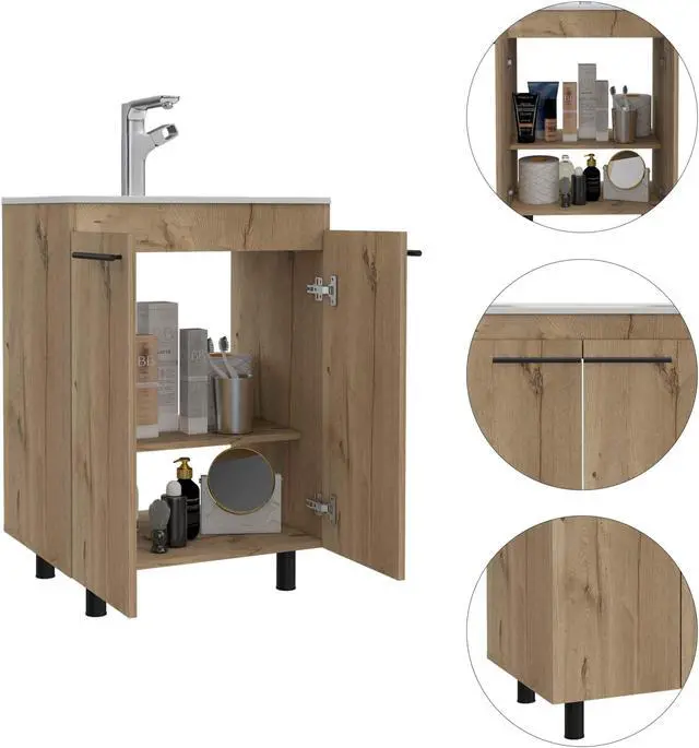 Alt view image 3 of 6 - Selma 24" Freestanding Vanity Cabinet With Division