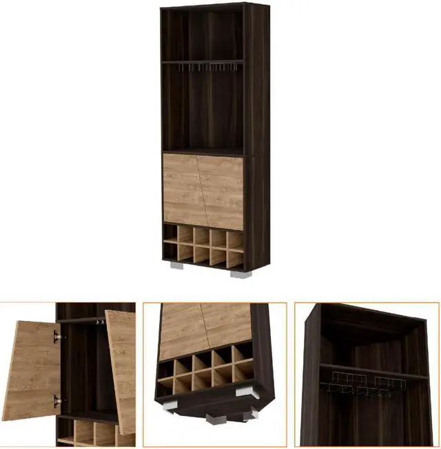 Alt view image 4 of 5 - Bahamas Corner Bar, Ten Wine Cubbies, Double Door Cabinet, Two Shelves, One Interior Shelf