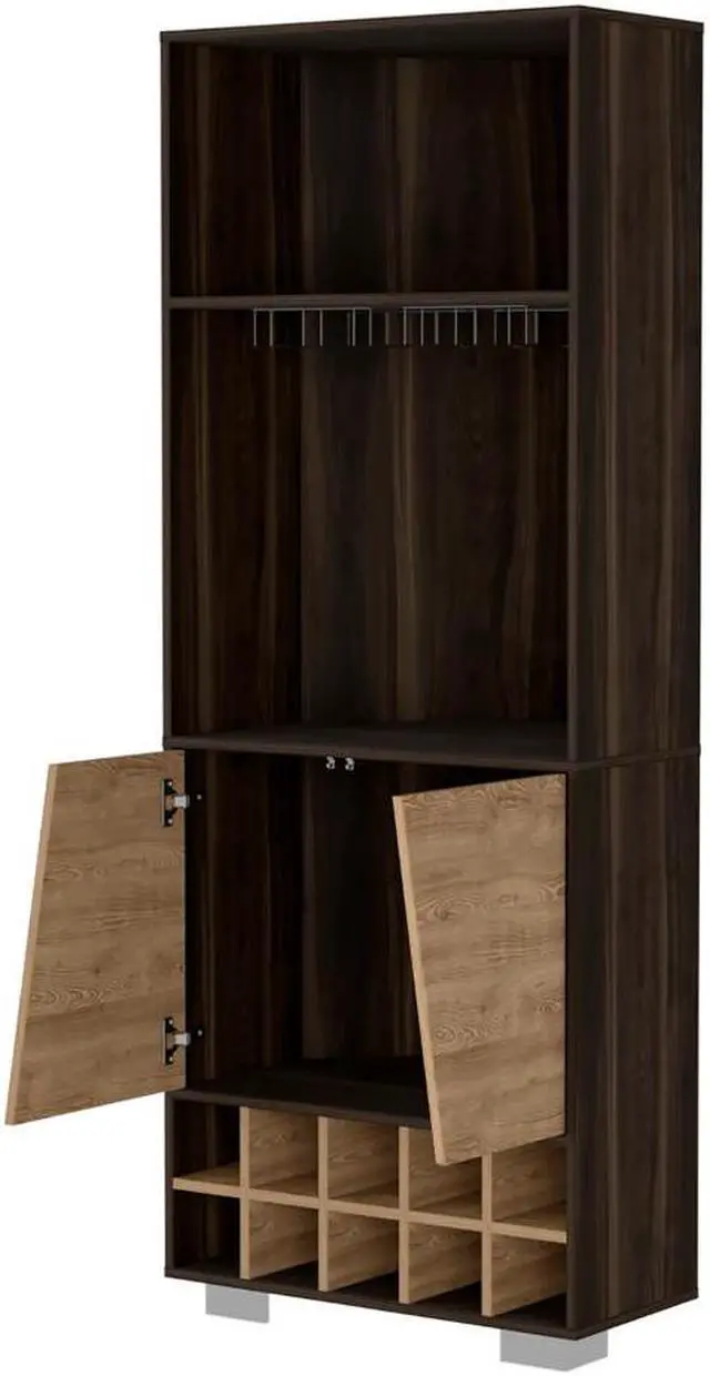 Alt view image 3 of 5 - Bahamas Corner Bar, Ten Wine Cubbies, Double Door Cabinet, Two Shelves, One Interior Shelf