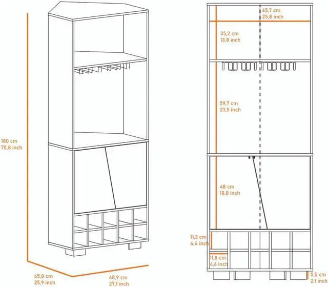 Alt view image 5 of 5 - Bahamas Corner Bar, Ten Wine Cubbies, Double Door Cabinet, Two Shelves, One Interior Shelf