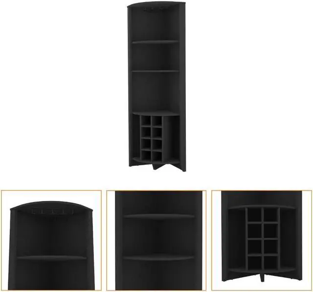 Alt view image 2 of 6 - Bouvet Corner Bar Cabinet, Three Shelves, Eight Wine Cubbies, Two Side Shelves