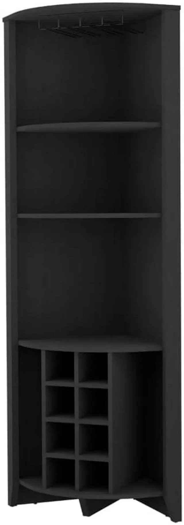 Alt view image 3 of 6 - Bouvet Corner Bar Cabinet, Three Shelves, Eight Wine Cubbies, Two Side Shelves