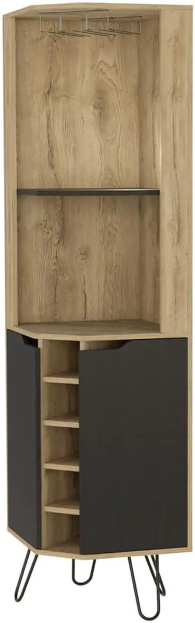 Alt view image 4 of 6 - Grace Corner Bar Cabinet, Six Wine Cubbies, Four Shelves, Door, Two Shelves
