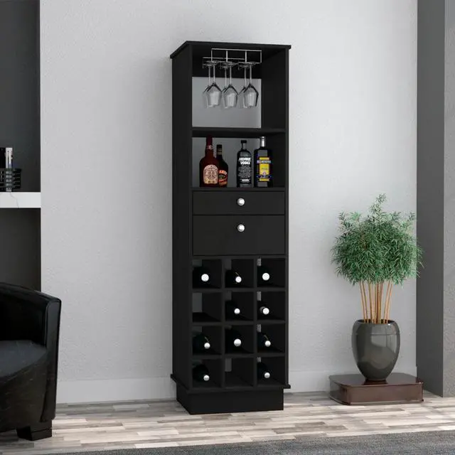 Main image of Hype Bar Cabinet, Twelve Wine Cubbies, Two Drawers, One Shelf
