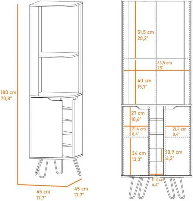 Alt view image 6 of 6 - Grace Corner Bar Cabinet, Six Wine Cubbies, Four Shelves, Door, Two Shelves