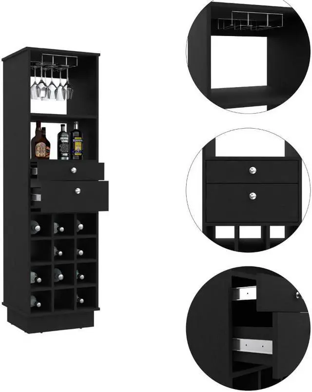 Alt view image 3 of 6 - Hype Bar Cabinet, Twelve Wine Cubbies, Two Drawers, One Shelf