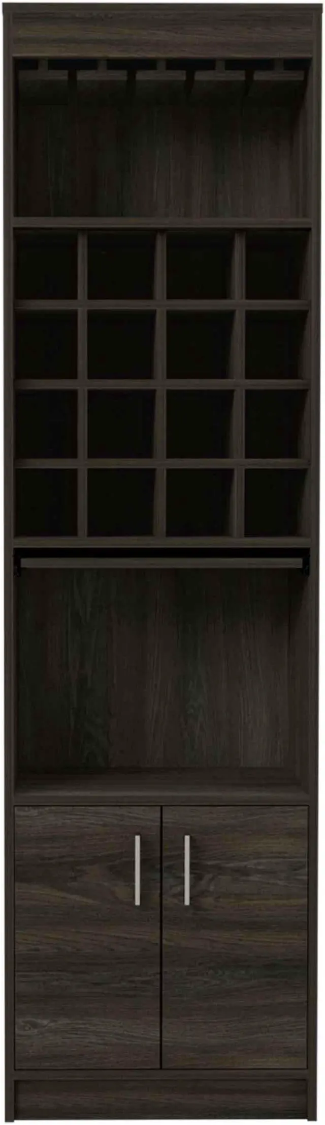 Alt view image 4 of 6 - Illinois Bar Cabinet, Six Bottle Cubbies, One Cabinet , Eight Wine Glass Racks, One Open Shelf