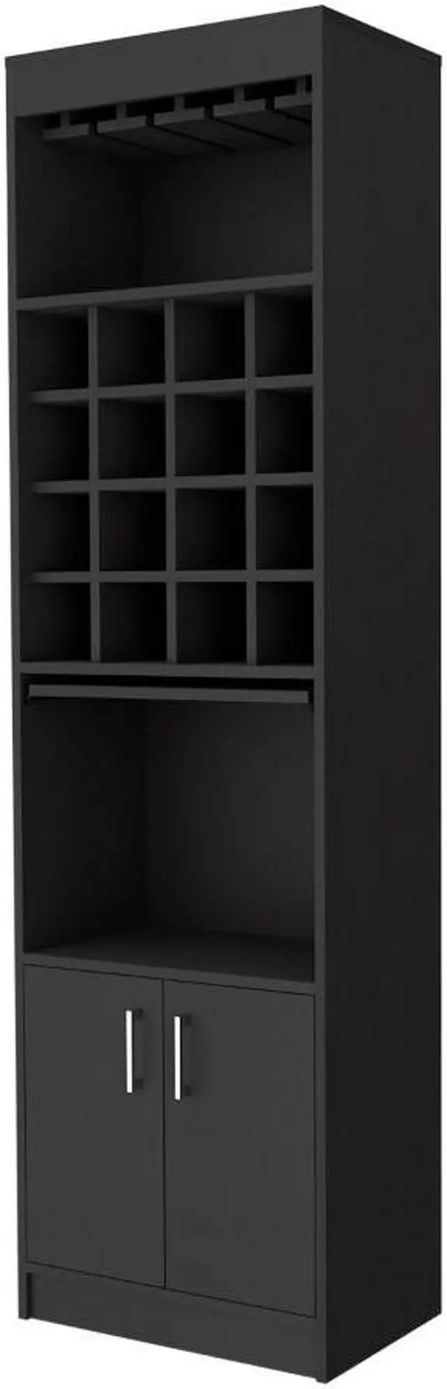Alt view image 3 of 6 - Kabul Kava Bar Cabinet, Two Shelves, Double Door Cabinet, Six Wine Cubbies