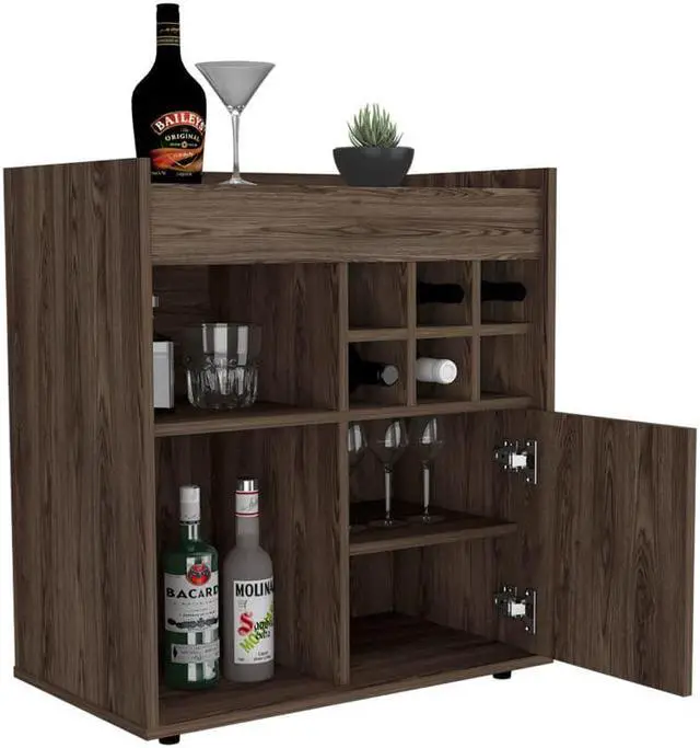 Alt view image 5 of 6 - Leeds Bar Cabinet, Single Cabinet, Two Concealed Shelves, Six Cubbies, Surface