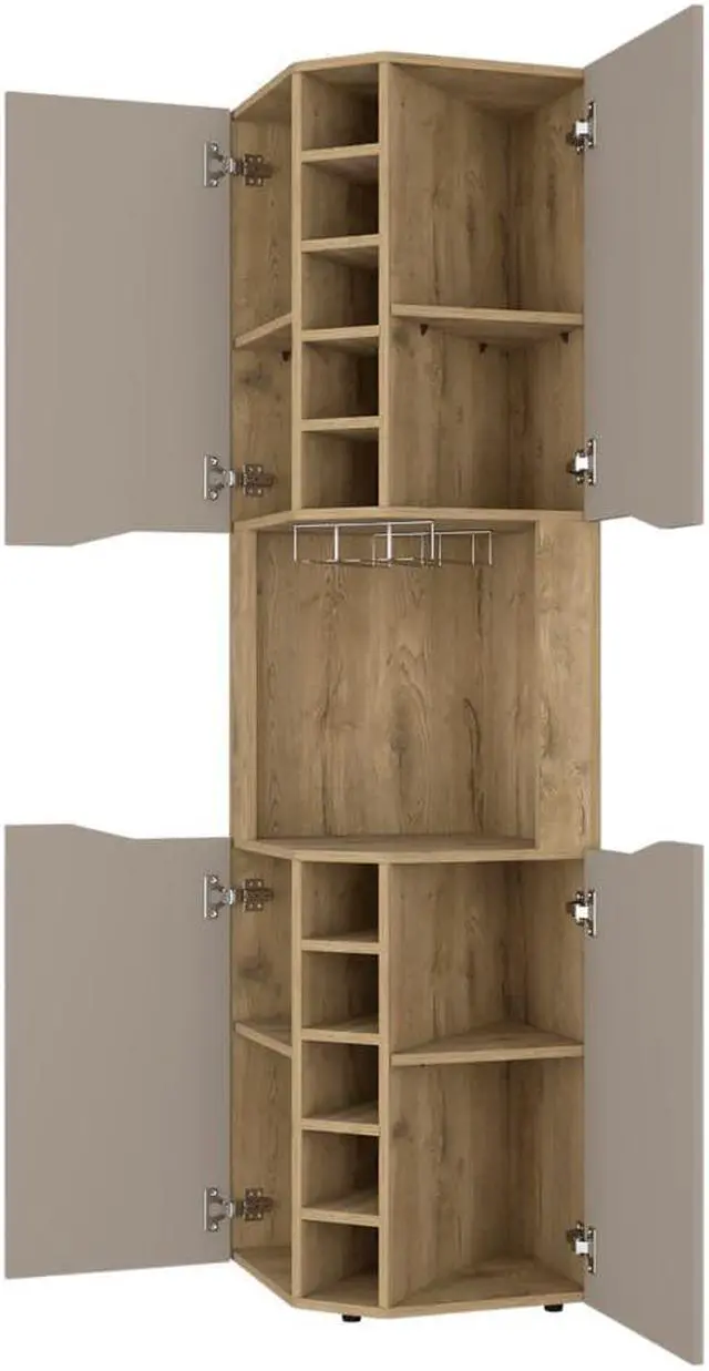 Alt view image 6 of 6 - Lyla Corner Bar Cabinet, Ten Wine Cubbies, Four Door Cabinet, Four Interior Shelves