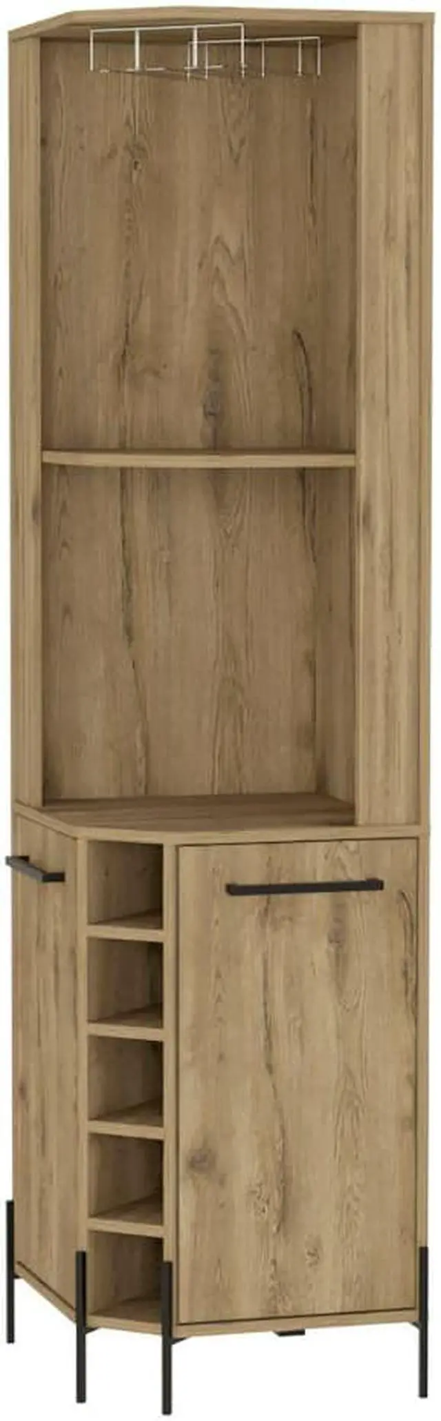Alt view image 4 of 6 - Reese Corner Bar Cabinet, Two Shelves, Double Door Cabinet, Five Wine Cubbies