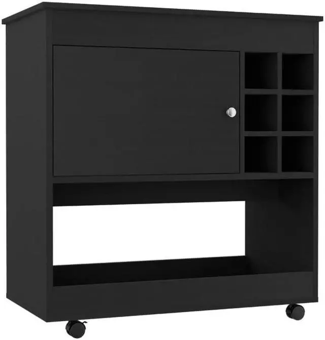 Alt view image 4 of 6 - Texas Bar Cart, One Cabinet, Six Bottle Cubbies, Four Casters