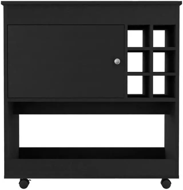 Alt view image 6 of 6 - Texas Bar Cart, One Cabinet, Six Bottle Cubbies, Four Casters