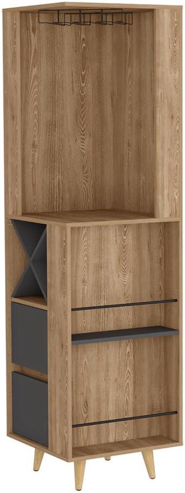 Alt view image 6 of 6 - Ziton Corner Bar Cabinet, Two External Shelves, Two Drawers, Four Wine Compartments