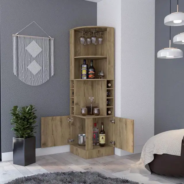 Alt view image 2 of 6 - Seattle Bar Cabinet, Eight Bottle Cubbies, Two Large Open Shelves