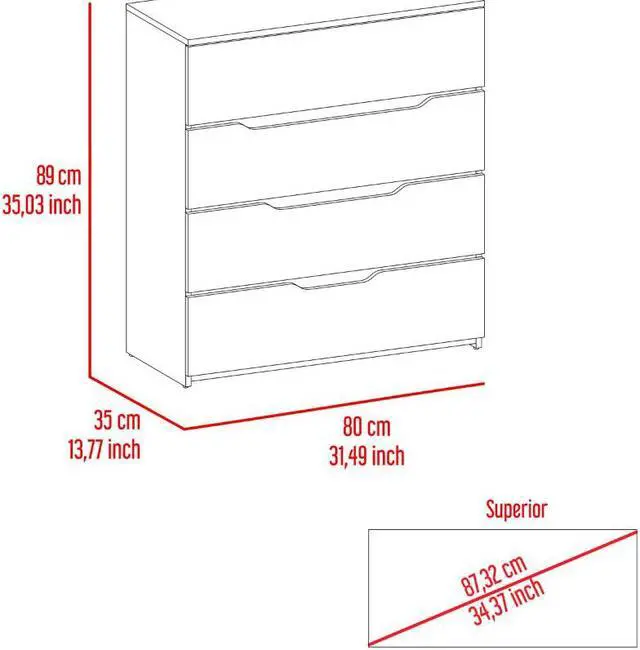 Alt view image 3 of 5 - California Drawer Dresser, Four Spacious Drawers, Superior Top