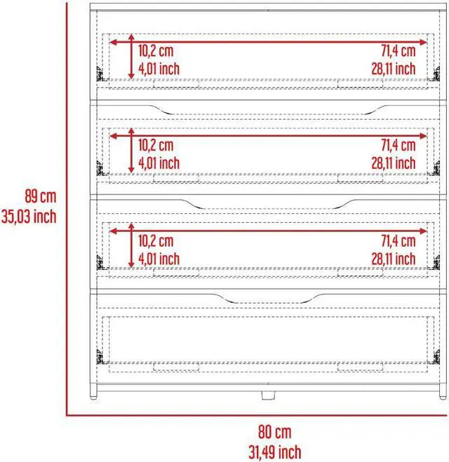 Alt view image 4 of 5 - California Drawer Dresser, Four Spacious Drawers, Superior Top