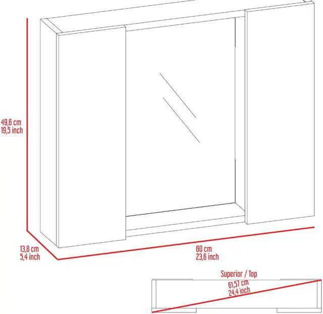 Alt view image 5 of 6 - Draco Medicine Cabinet, Mirror, Double Door, One External Shelf