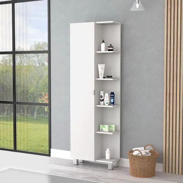 Main image of Los Angeles Linen Cabinet, Five Shelves, Single Door, Divisions