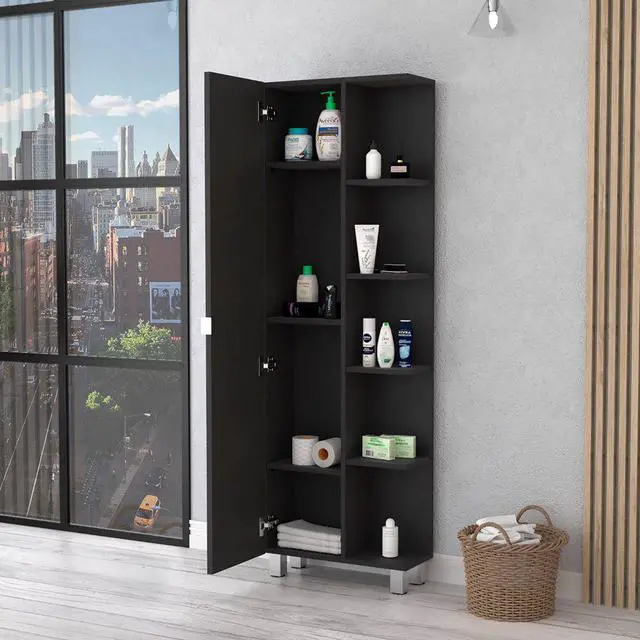 Alt view image 2 of 5 - Los Angeles Linen Cabinet, Five Shelves, Single Door, Divisions