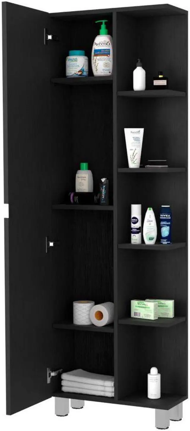 Alt view image 4 of 5 - Los Angeles Linen Cabinet, Five Shelves, Single Door, Divisions