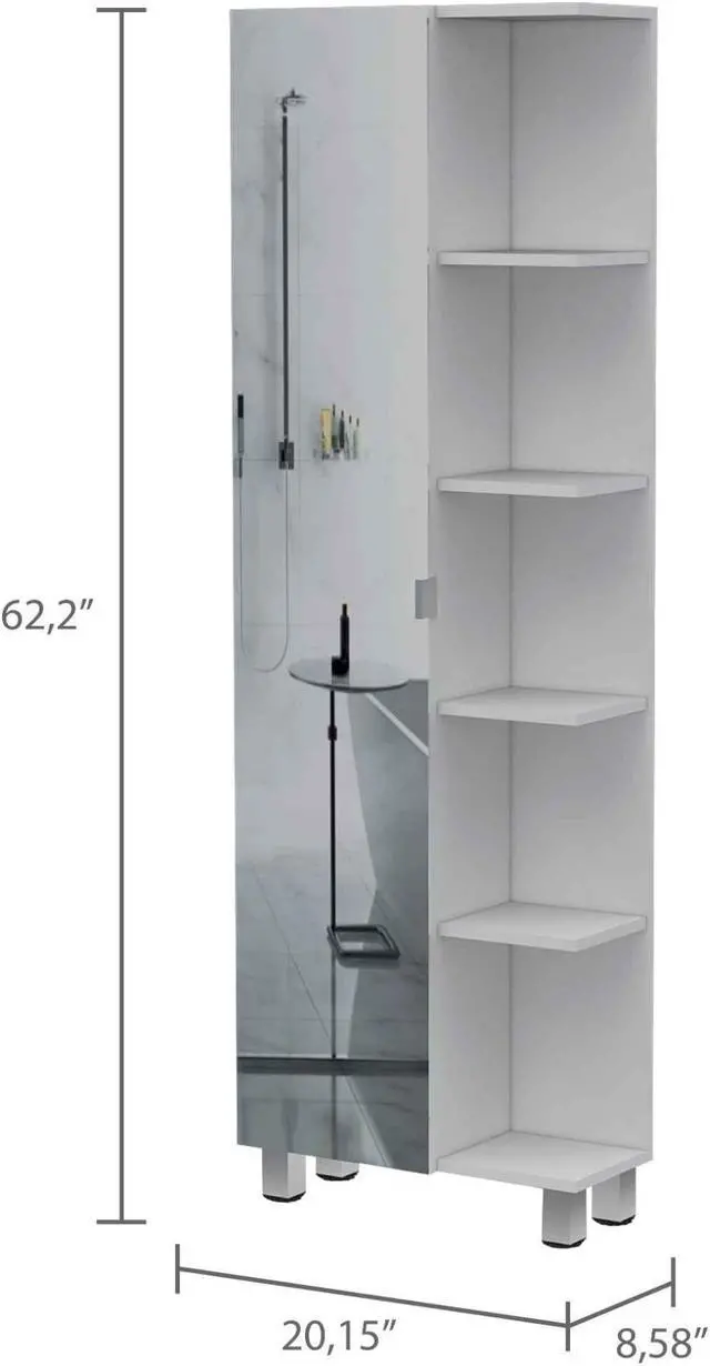 Alt view image 6 of 6 - Los Angeles Corner Cabinet, Mirror, Five Shelves