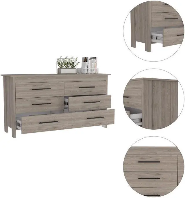 Alt view image 3 of 6 - Luxor Six Drawer Double Dresser, Superior Top, Four Legs