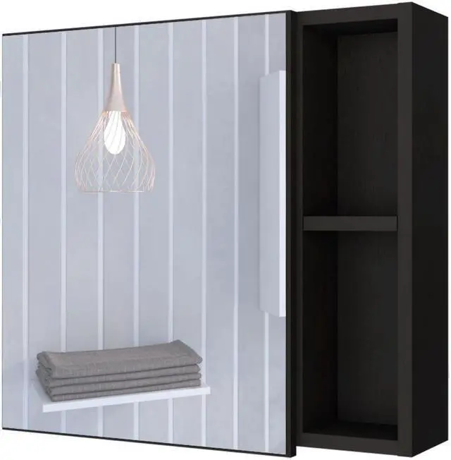 Alt view image 4 of 6 - Minsk Medicine Cabinet With Mirror, Two External Shelves, Single Door Cabinet