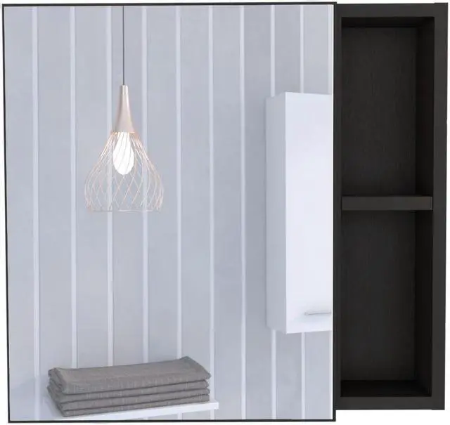 Alt view image 6 of 6 - Minsk Medicine Cabinet With Mirror, Two External Shelves, Single Door Cabinet