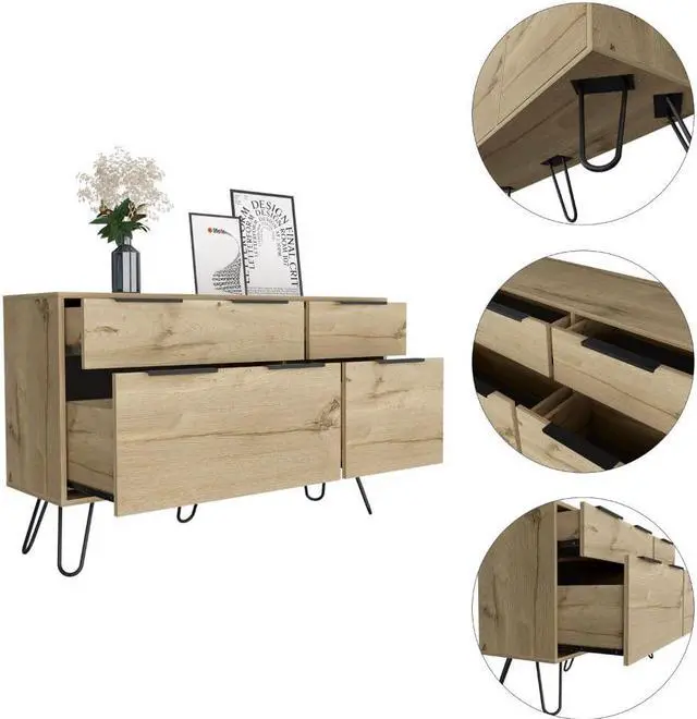 Alt view image 3 of 6 - Monaco Double Dresser, Four Drawers, Superior Top, Hairpin Legs