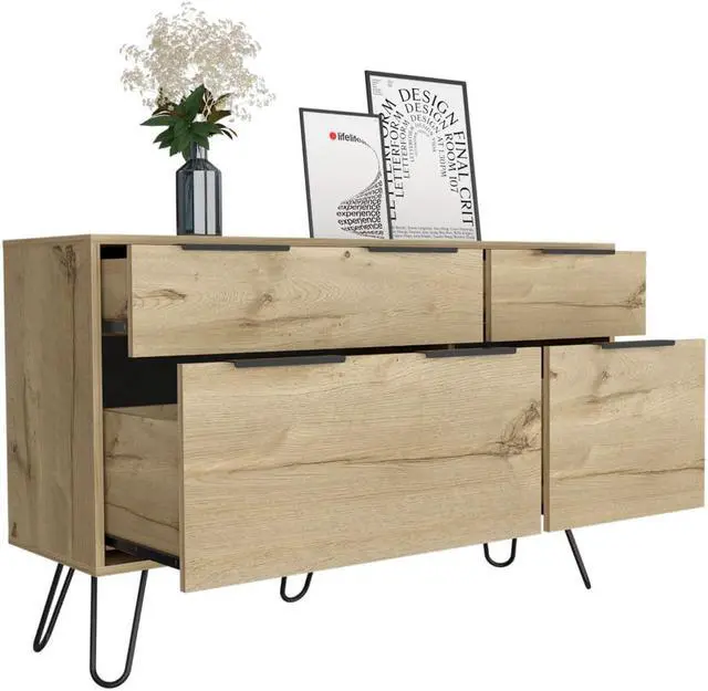 Alt view image 5 of 6 - Monaco Double Dresser, Four Drawers, Superior Top, Hairpin Legs