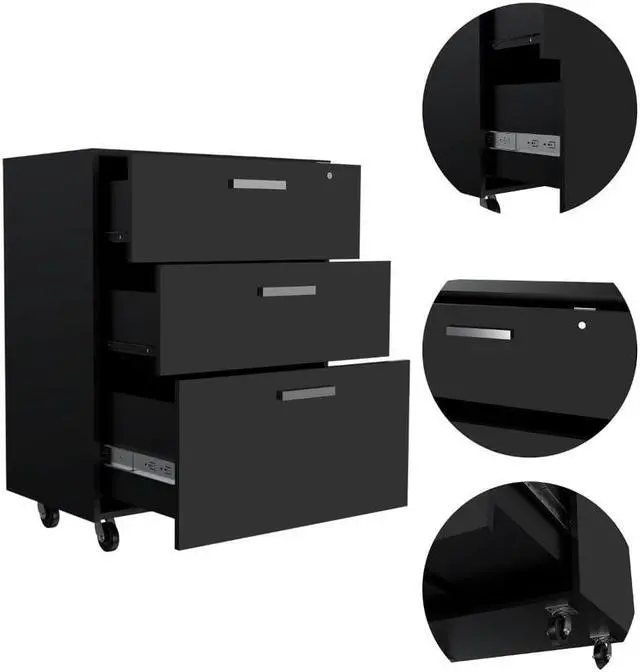 Alt view image 3 of 6 - Penny Storage Cabinet, Three Drawers , Four Casters