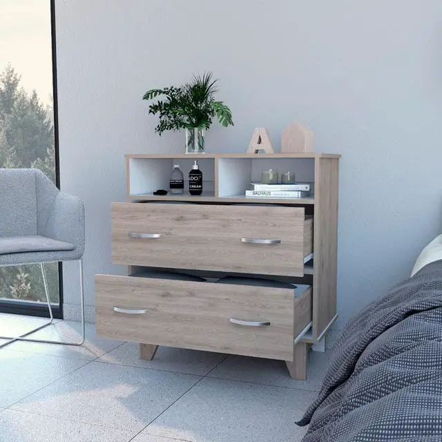 Alt view image 2 of 6 - Portobelo Two Drawer Dresser, Two Shelves, Superior Top, Four Legs