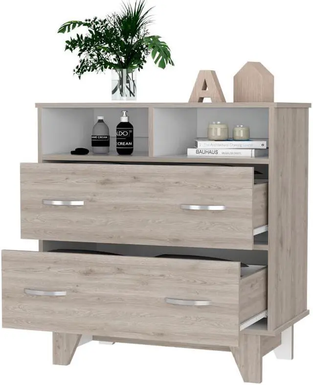 Alt view image 4 of 6 - Portobelo Two Drawer Dresser, Two Shelves, Superior Top, Four Legs