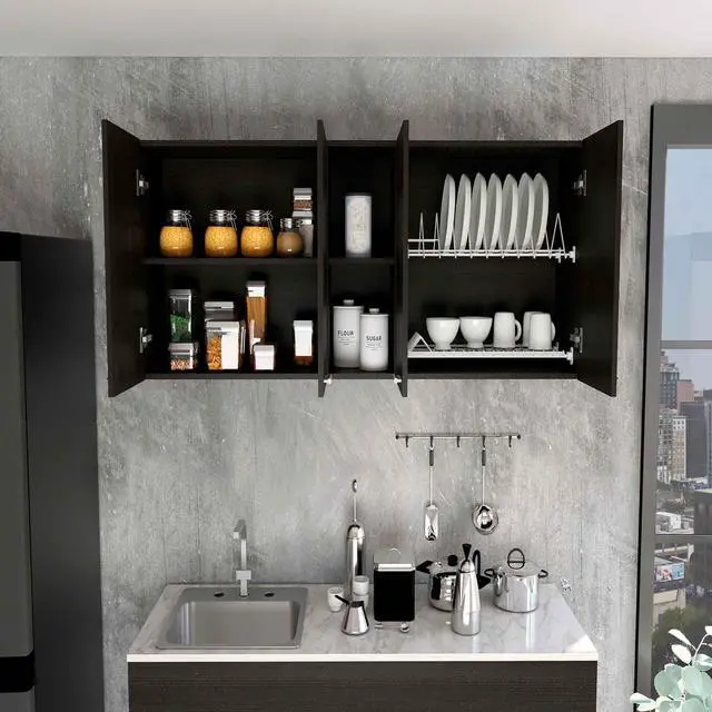 Alt view image 2 of 6 - Winslow 59"  Wall Cabinet, Four Doors, Two Divisions, Two Shelves