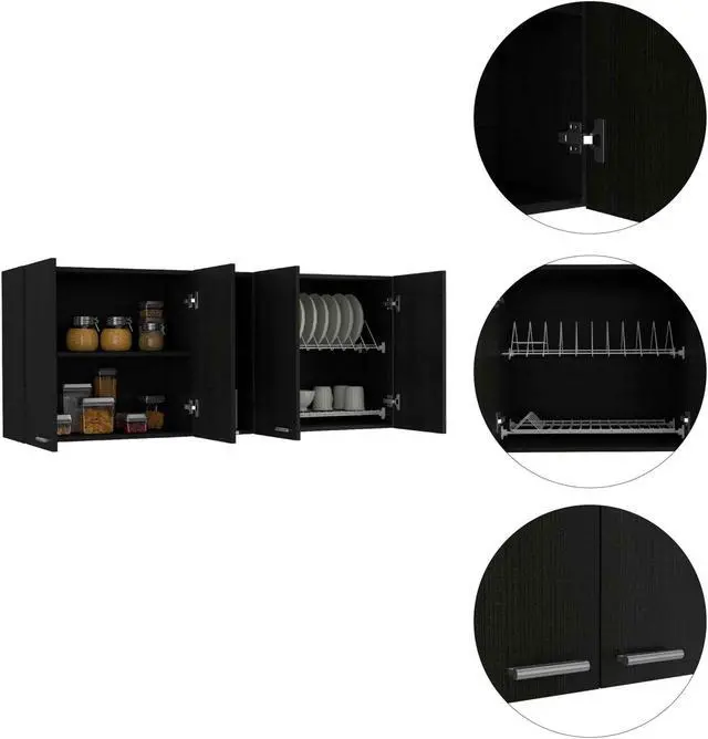 Alt view image 3 of 6 - Winslow 59"  Wall Cabinet, Four Doors, Two Divisions, Two Shelves