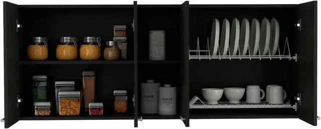 Alt view image 5 of 6 - Winslow 59"  Wall Cabinet, Four Doors, Two Divisions, Two Shelves