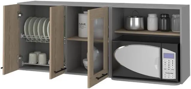 Alt view image 4 of 5 - Everly Wall Cabinet, Glass Cabinet, Double Door, Rack