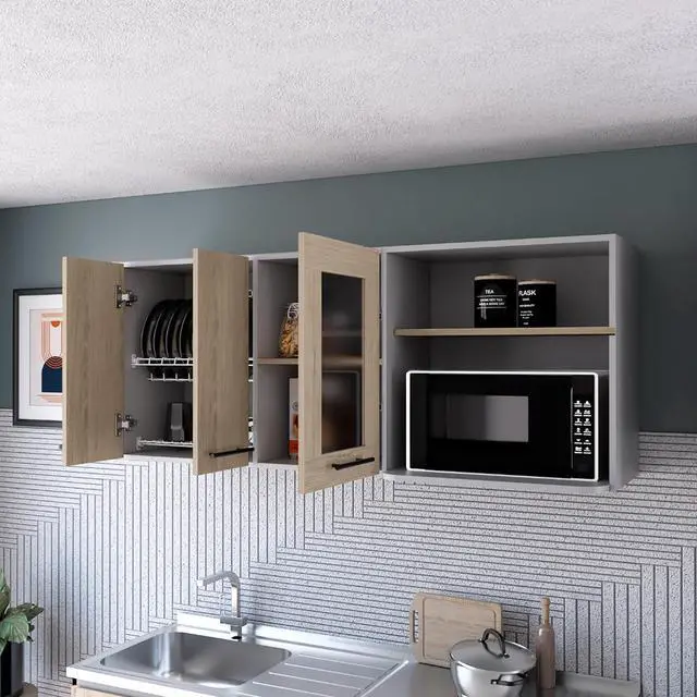 Alt view image 2 of 5 - Everly Wall Cabinet, Glass Cabinet, Double Door, Rack