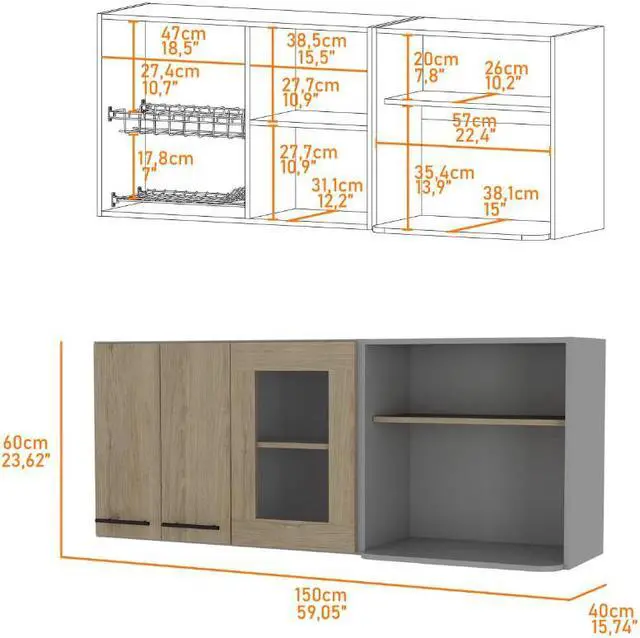 Alt view image 5 of 5 - Everly Wall Cabinet, Glass Cabinet, Double Door, Rack