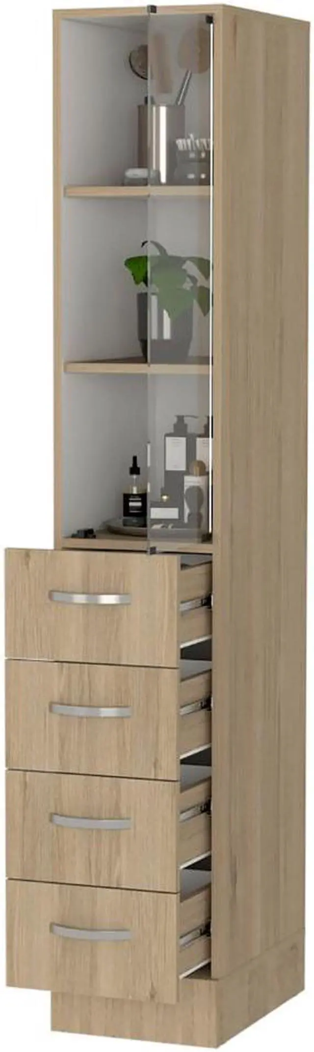 Alt view image 4 of 5 - Preston Linen Cabinet, Three Shelves, Four Drawers