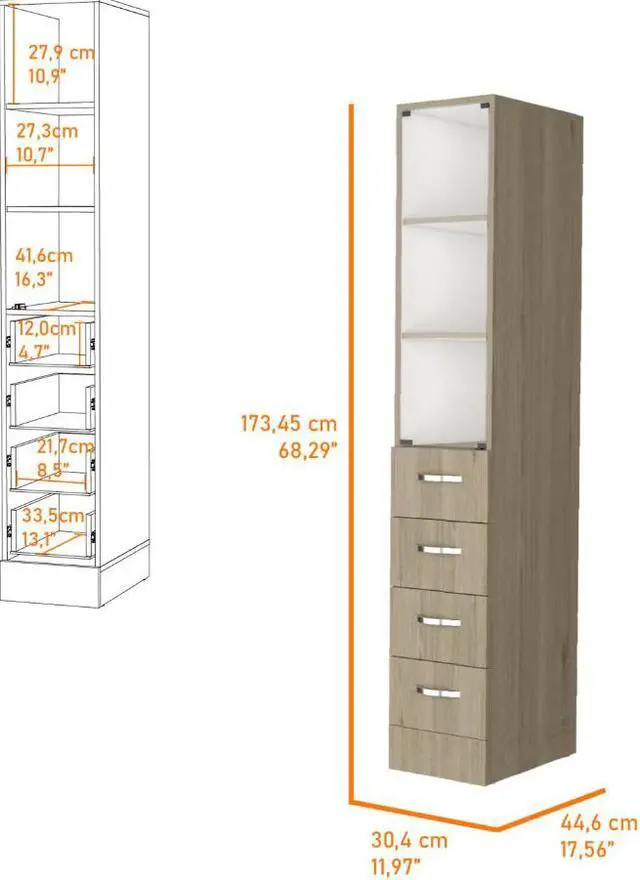 Alt view image 5 of 5 - Preston Linen Cabinet, Three Shelves, Four Drawers