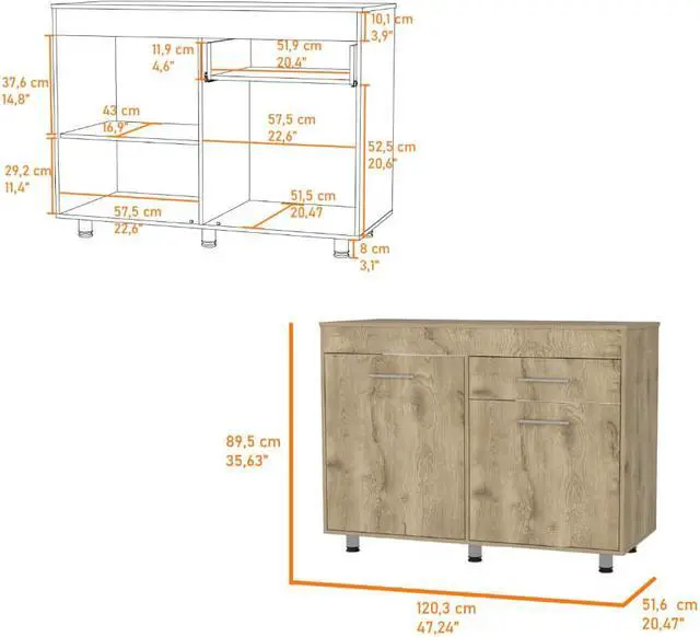 Alt view image 5 of 5 - Saturn Utility Base Cabinet, Double Door, One Drawer