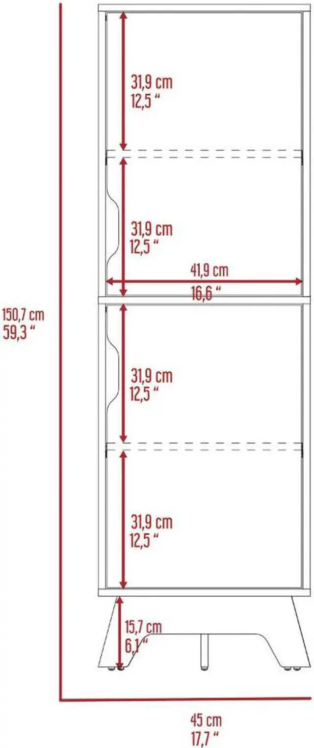Alt view image 6 of 6 - British Single Kitchen Pantry, Four Storage Shelves, Double Doors Cabinets