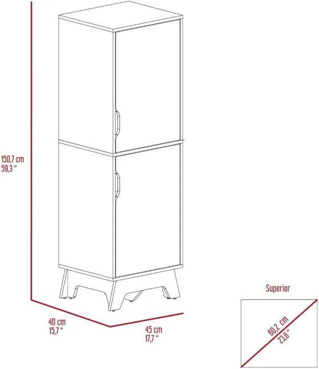 Alt view image 5 of 6 - British Single Kitchen Pantry, Four Storage Shelves, Double Doors Cabinets