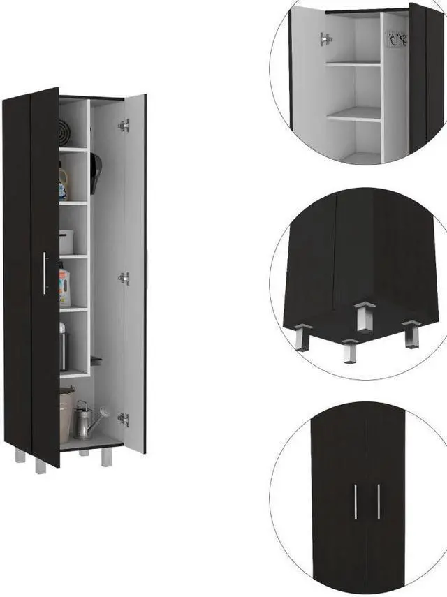 Alt view image 3 of 6 - Norway Broom Closet Pantry, Five Shelves, Double Door Cabinet