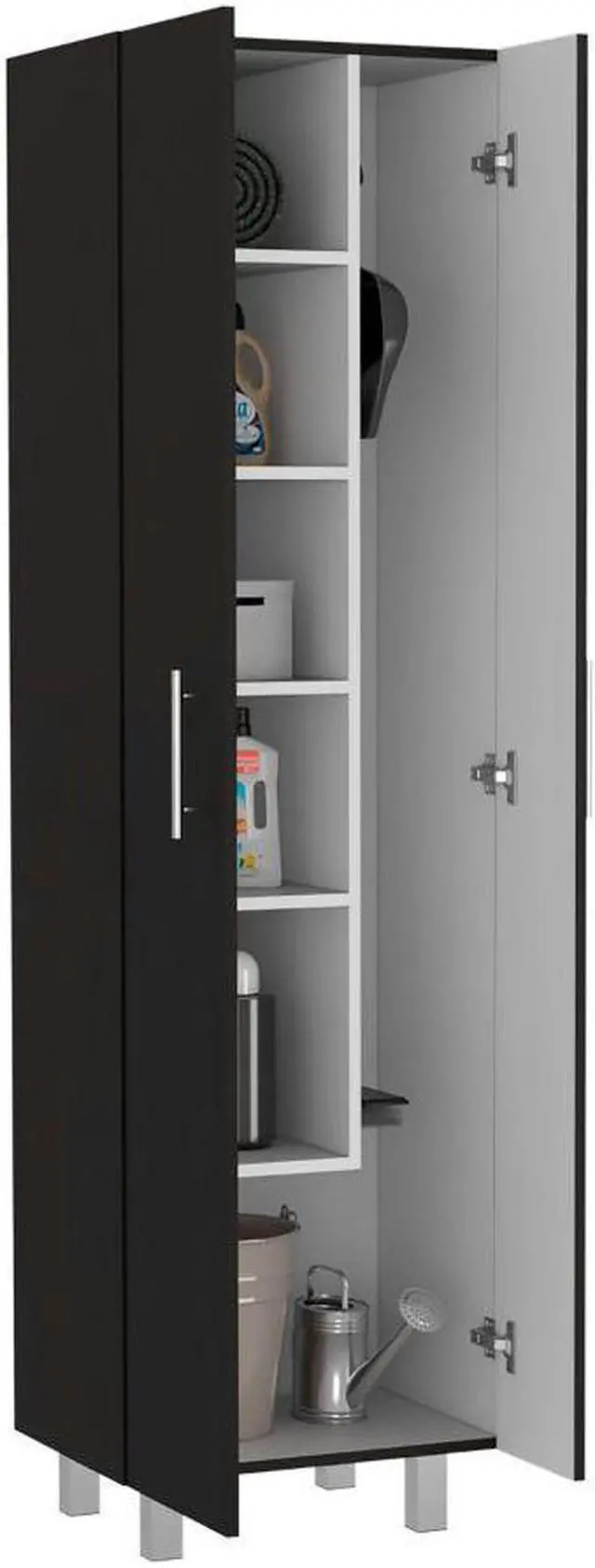 Alt view image 5 of 6 - Norway Broom Closet Pantry, Five Shelves, Double Door Cabinet