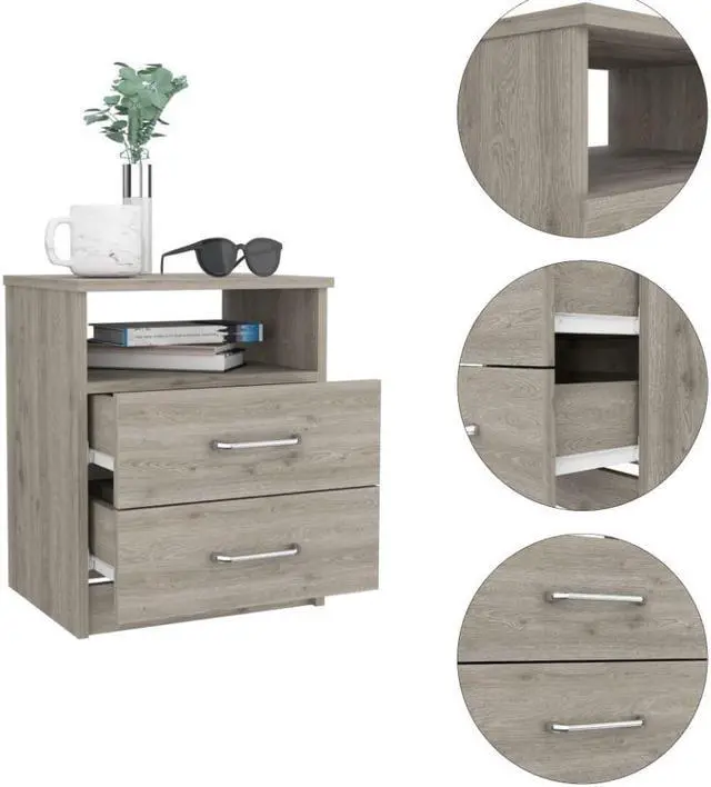Alt view image 3 of 6 - Oklahoma Nightstand, Two Drawers, One Shelf